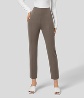 Halara - Schmale Stoffhose mit hohem Bund und Gesäßtaschen - Iron - M(regular)