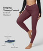 Halara - Schnell trocknende 7/8-Workout-Crossover-Leggings mit niedriger Taille und Seitentaschen - Maroon Banner - L(7/8)
