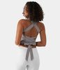 Halara - Softlyzero™ Airy Rückenfreies,  gepolstertes,  überkreuztes Trainings-Tanktop zum Schnüren - Frost Gray - S