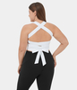 Halara - Softlyzero™ Airy Rückenfreies,  gepolstertes,  gekreuztes,  kurz geschnittenes Cool-Touch-Yoga-Sportoberteil mit Schnürung in Großgröße - Weiß - 1X