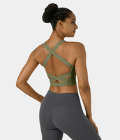 Halara - Softlyzero™ Airy Rückenfreies Yoga-Tanktop mit eckigem Ausschnitt und Schnürung - Loden Green - XS