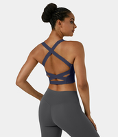 Halara - Softlyzero™ Airy Rückenfreies Yoga-Tanktop mit eckigem Ausschnitt und Schnürung - Peacoat - M