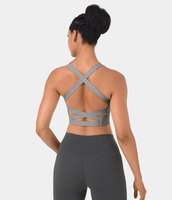 Halara - Softlyzero™ Airy Rückenfreies Yoga-Tanktop mit eckigem Ausschnitt und Schnürung - Stahlgrau - L