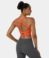 Halara - Softlyzero™ Airy Rückenfreies Yoga-Tanktop mit eckigem Ausschnitt und Schnürung - Tigerlily - XL