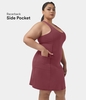 Halara - Softlyzero™ Airy Rundhals-Seitentasche,  einfaches Tankkleid,  Plus-Size-Kleid – Persönliche Bestleistung - Cordovan - 2X