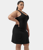 Halara - Softlyzero™ Airy Rundhals-Seitentasche,  einfaches Tankkleid,  Plus-Size-Kleid – Persönliche Bestleistung - Schwarz - 2X
