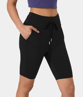 Halara - Softlyzero™ Airy Shorts mit hoher Taille,  Kordelzug und seitlichen Taschen,  einfarbig,  22, 9 cm - Schwarz - L