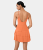 Halara - Softlyzero™ Airy Tiered 2-in-1 Rüschen Verstellbare Träger Tasche Sportkleid-Selene - Blush Orange - L