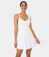 Halara - Softlyzero™ Airy Unregelmäßige Träger Kreuz und quer 2-in-1-Sportkleid mit Seitentaschen - Weiß - L