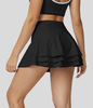 Halara - Softlyzero™ Airy V-förmiger,  hoch taillierter,  abgestufter 2-in-1-Mini-Cool-Touch-Tennisrock mit Seitentaschen - Schwarz - M(regular)
