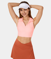 Halara - Softlyzero™ Airy Verkürztes Racerback Cool Touch Tennis-Tanktop mit Kragen - Gossamer Pink - S