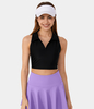 Halara - Softlyzero™ Airy Verkürztes Racerback Cool Touch Tennis-Tanktop mit Kragen - Schwarz - XS
