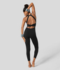 Halara - Softlyzero™ Airy Yoga Jumpsuit mit U-Ausschnitt und G-Haken,  rückenfrei,  Twisted Back,  Cool Touch - Schwarz - XL