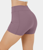 Halara - Softlyzero™ Airy Yoga-Shorts mit hoher Taille und Seitentaschen,  3, 5 Zoll - Elderberry - XS