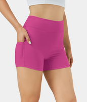 Halara - Softlyzero™ Airy Yoga-Shorts mit hoher Taille und Seitentaschen,  3, 5 Zoll - Fuchsia Fedora - M