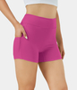 Halara - Softlyzero™ Airy Yoga-Shorts mit hoher Taille und Seitentaschen,  3, 5 Zoll - Fuchsia Fedora - XS