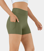 Halara - Softlyzero™ Airy Yoga-Shorts mit hoher Taille und Seitentaschen,  3, 5 Zoll - Loden Green - L