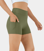 Halara - Softlyzero™ Airy Yoga-Shorts mit hoher Taille und Seitentaschen,  3, 5 Zoll - Loden Green - XS