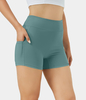 Halara - Softlyzero™ Airy Yoga-Shorts mit hoher Taille und Seitentaschen,  3, 5 Zoll - Rock Cyan Blue - M