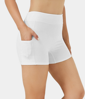 Halara - Softlyzero™ Airy Yoga-Shorts mit hoher Taille und Seitentaschen,  3, 5 Zoll - Weiß - XL