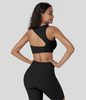 Halara - Softlyzero™ Asymmetrischer,  rückenfreier Yoga-Sport-BH mit leichtem Halt - Schwarz - XL