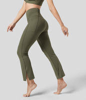 Halara - Softlyzero™ Bootcut Yogahose mit hoher Taille,  Seitentaschen,  Schlaghose - Grass Grey Green - S(regular)