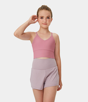 Halara - Softlyzero™ Crisscross Workout Cropped Cami-Kids mit V-Ausschnitt - Blush - M/9-10