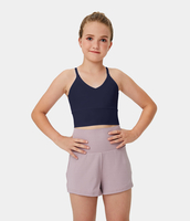 Halara - Softlyzero™ Crisscross Workout Cropped Cami-Kids mit V-Ausschnitt - Peacoat - M/9-10
