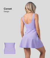 Halara - Softlyzero™ ärmelloses Korsett rückenfreies Mini-Flare-Freizeitkleid - Lavender - S