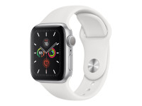 Apple Watch Series 5 (GPS) 40mm Aluminium silber mit Sportarmband weiß (MWV62FD)