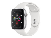 Apple Watch Series 5 (GPS) 44mm Aluminium silber mit Sportarmband weiß (MWVD2FD)