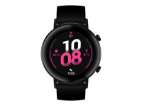 Huawei Watch GT 2 - Sport - 42 mm - schwarzes Edelstahl - intelligente Uhr mit Riemen - Flouroelasto