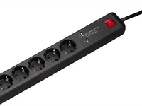 Hama Steckdosenleiste 5 Stecker + USB (Schwarz)