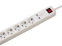 Hama Steckdosenleiste 5 Stecker + USB (weiß)
