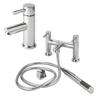 1-Loch Waschtischarmatur & Badewannenrandarmatur inkl. Handbrause Chrome - Como