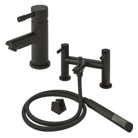 1-Loch Waschtischarmatur & Badewannenrandarmatur inkl. Handbrause Schwarz - Nox