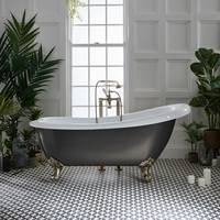 171cm x 74cm Freistehende Badewanne mit erhöhter Rückenschräge,  in Zinn Metallic mit Füßen in Chrom - Oxford Hudson Reed