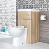 2-in-1 Stand-WC (oval) mit Waschbecken und verkleidetem Spülkasten,  500mm x 890mm - Eichen-Optik - Cluo