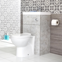 2-in-1 Stand-WC (oval) mit Waschbecken und verkleidetem Spülkasten,  500mm x 890mm - Steingrau - Cluo