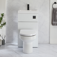 2-in-1-Waschbecken - und WC-Element - 500mm x 890mm mit Covelly-WC inkl. Spülknopf in Schwarz Weiß - Cluo von Hudson Reed