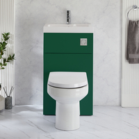 2-in-1-Waschbecken- und WC-Element 500mm x 890mm mit Covelly-WC inkl. Spülknopf in Chrom Dunkelgrün - Cluo