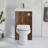 2-in-1-Waschbecken- und WC-Element 500mm x 890mm mit Covelly-WC inkl. Spülknopf in Chrom dunkle Eiche - Cluo