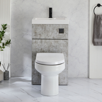 2-in-1-Waschbecken- und WC-Element 500mm x 890mm mit Covelly-WC inkl. Spülknopf in Schwarz Steingrau - Cluo