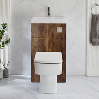 2-in-1-Waschbecken- und WC-Element 500mm x 890mm mit Exton-WC inkl. Spülknopf in Chrom dunkle Eiche - Cluo