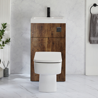 2-in-1-Waschbecken- und WC-Element 500mm x 890mm mit Exton-WC inkl. Spülknopf in Schwarz dunkle Eiche - Cluo