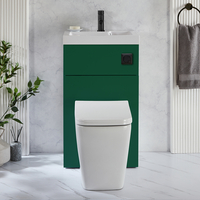 2-in-1-Waschbecken- und WC-Element 500mm x 890mm mit Sandford-WC inkl. Spülknopf in Schwarz Dunkelgrün - Cluo