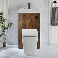 2-in-1-Waschbecken- und WC-Element 500mm x 890mm mit Sandford-WC inkl. Spülknopf in Schwarz dunkle Eiche - Cluo