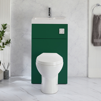 2-in-1-Waschbecken- und WC-Element 500mm x 890mm mit Select-WC inkl. Spülknopf in Chrom Dunkelgrün - Cluo