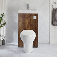 2-in-1-Waschbecken- und WC-Element 500mm x 890mm mit Select-WC inkl. Spülknopf in Chrom dunkle Eiche - Cluo