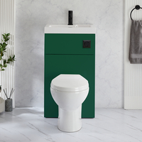 2-in-1-Waschbecken- und WC-Element 500mm x 890mm mit Select-WC inkl. Spülknopf in Schwarz Dunkelgrün - Cluo